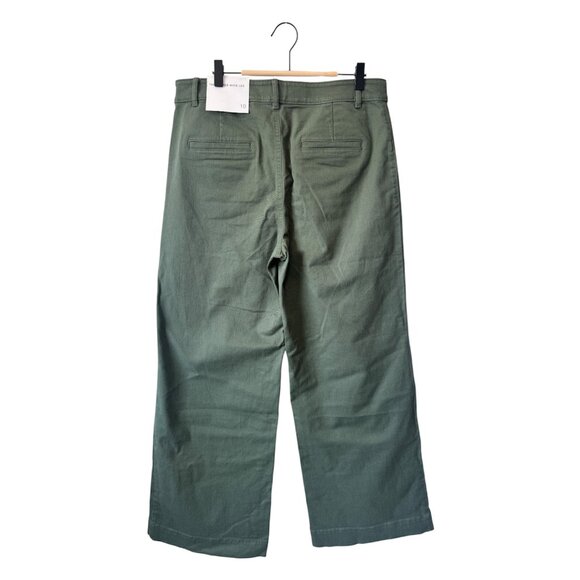 LOFT Women’s The Palmer Wide Leg Cotton Twill Pants in Sage Green Size 10 - Picture 4 of 12